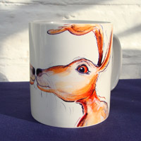 printed mug by al hayball, golden hares kissing mug 
