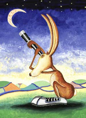 moon gazing hare naive art