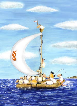 Raft of sheep art