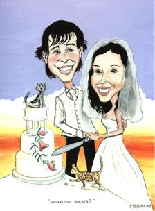 married couple cutting the cake